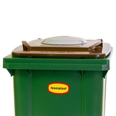 Boite à déchets roulants BIO, en PE-HD, vert-brun