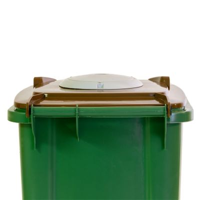 BIO-Rollabfallbehälter, aus PE-HD, grün-braun